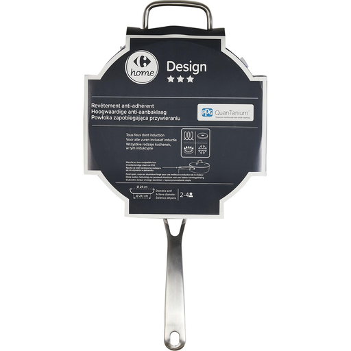 [3616473052704] CARREFOUR Sauteed Pan 24cm Aluminium Non-Stick Coating All Hobs Including Induction With Lid Forged Home