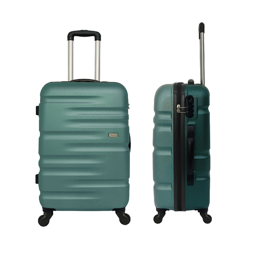 [3616473132031] CARREFOUR Hard Shell Suitcase ABS L 4 Wheels Prime Bi Green 72 cm