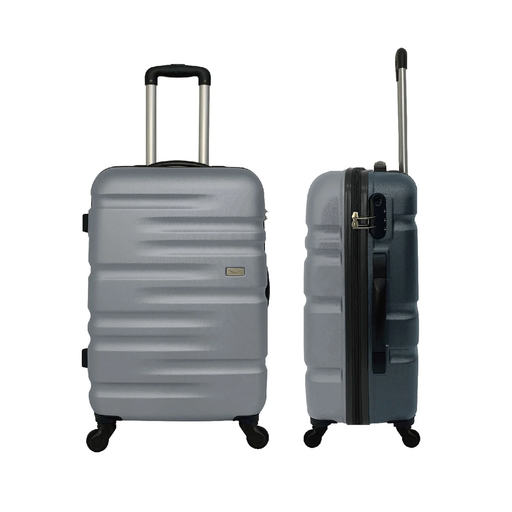 [3616473132192] CARREFOUR Valise Rigide ABS M 62cm Gris 4 Roues Prime Bi la valise