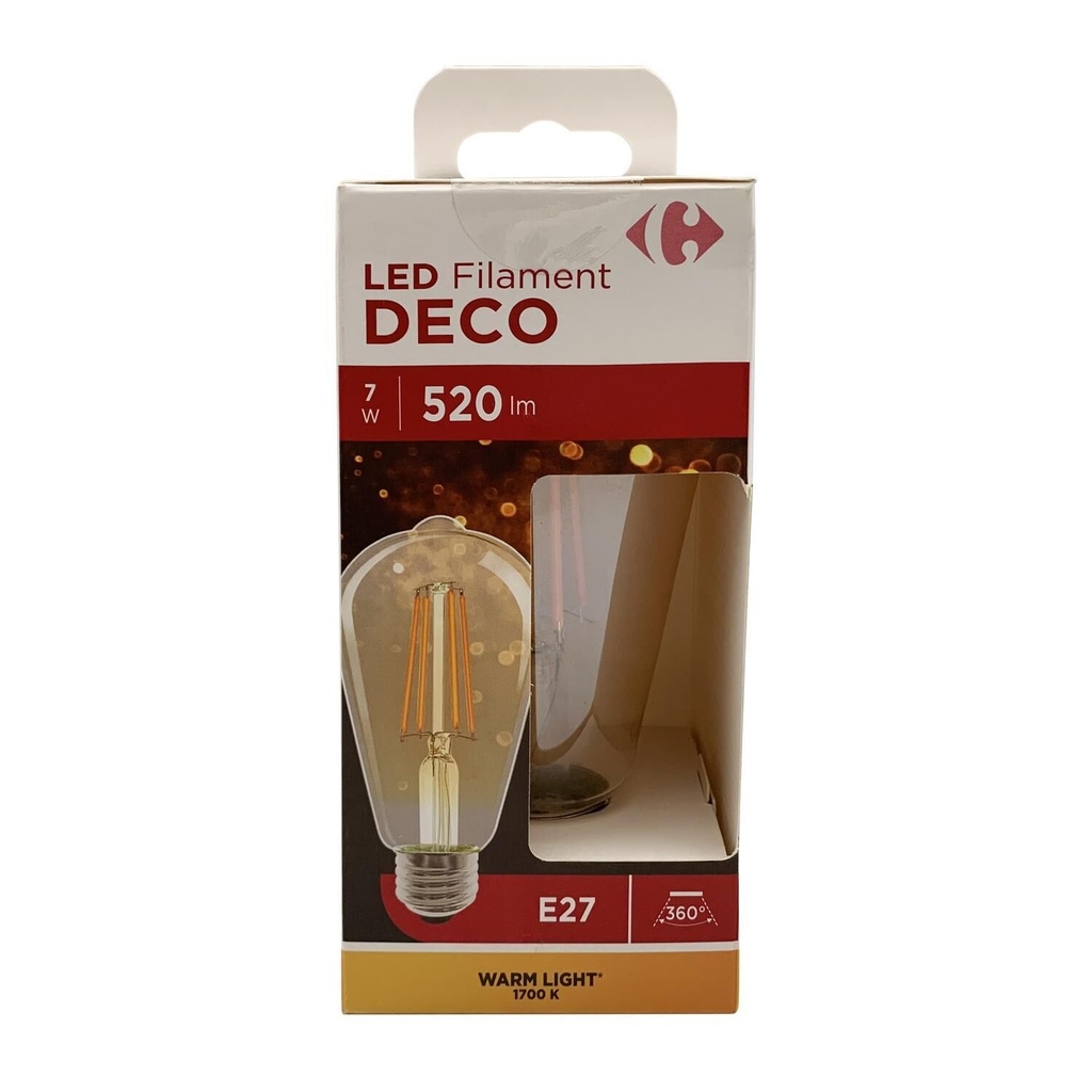 CARREFOUR Lâmpada LED Edison E27 gold 50W luz muito quente X1
