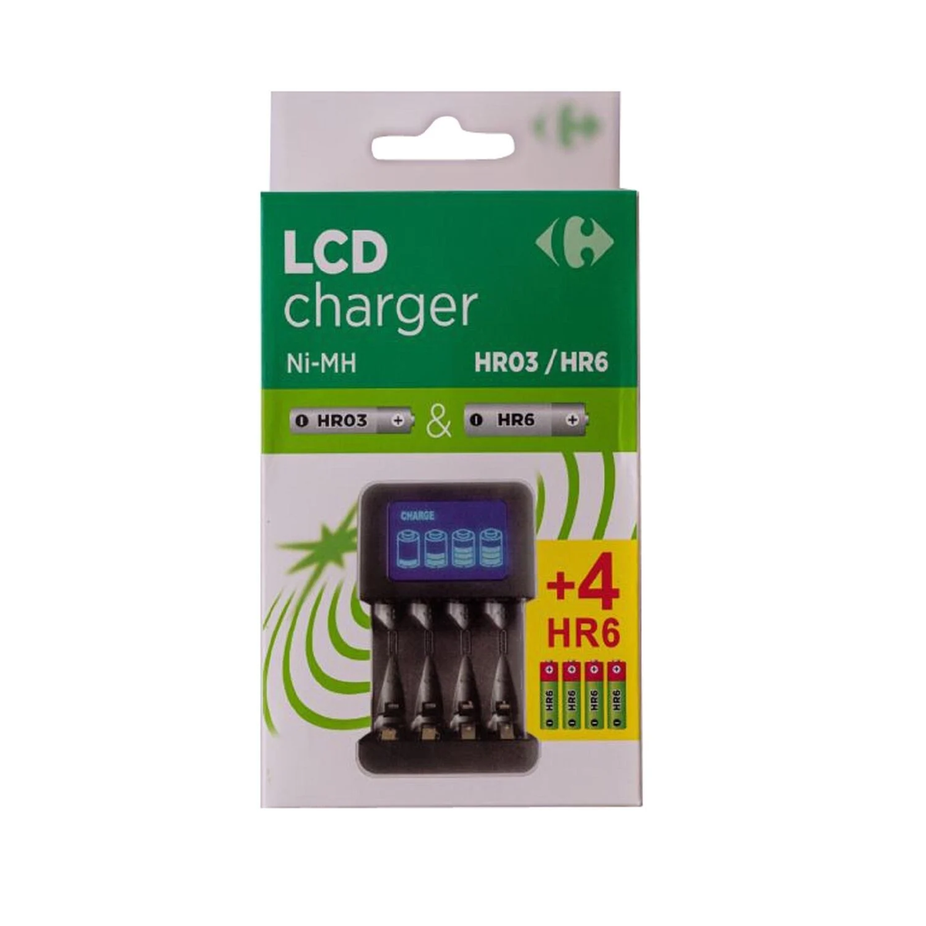 CARREFOUR Carregador 6H LCD + 4 pilhas AA2400 RTU