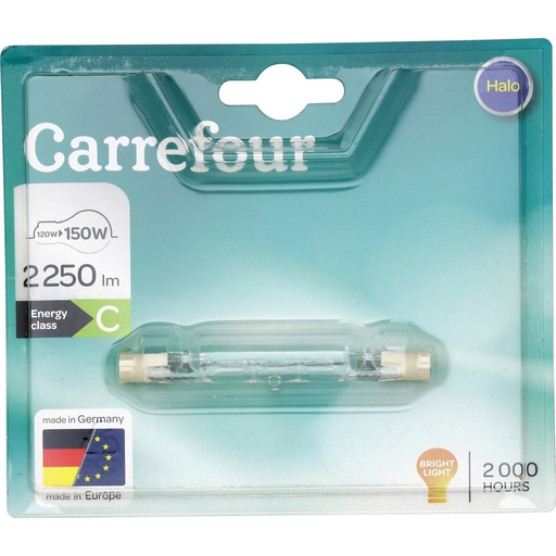 [3616473164667] CARREFOUR Halogen Pencil Bulb 78mm 150W Warm White, pack of 1