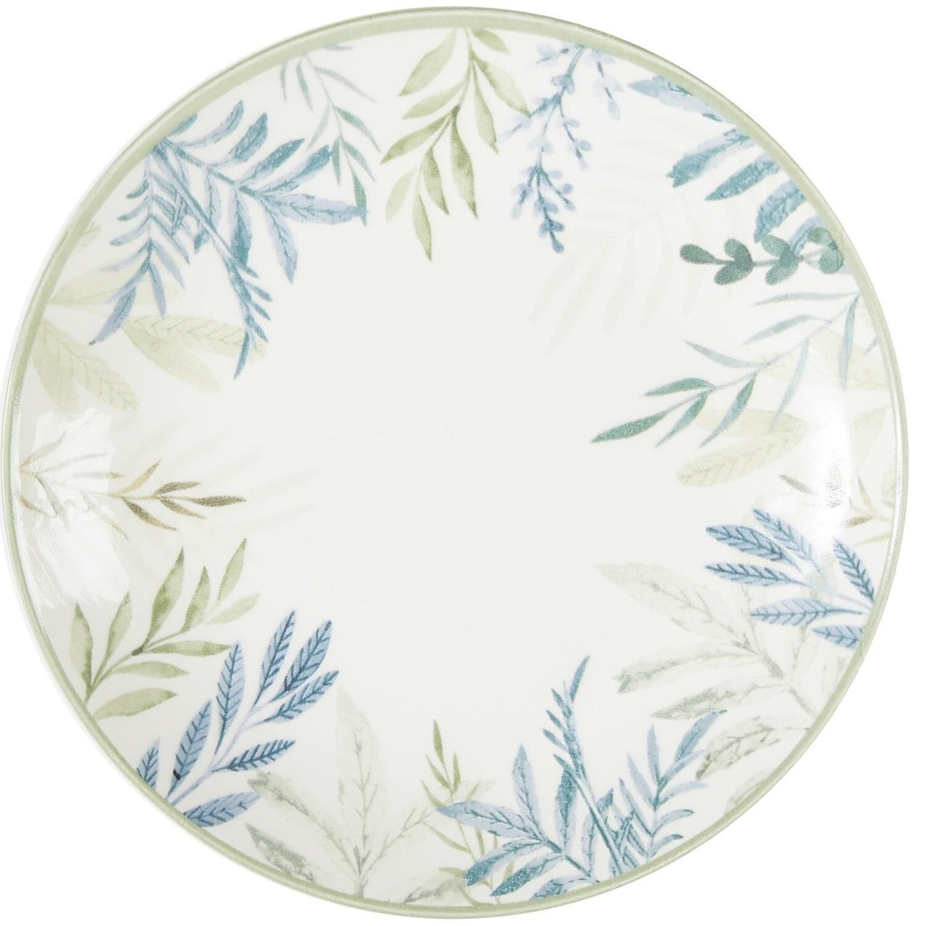CARREFOUR Flat plate 26cm green foliage pattern 1 unit