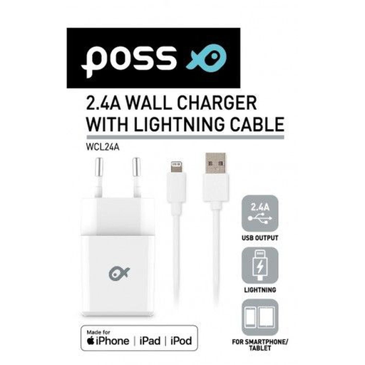 [3616473200686] POSS Chargeur secteur avec câble Lightning le chargeur