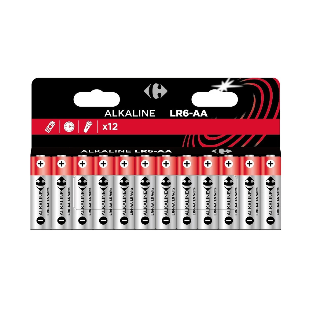 CARREFOUR Alkaline Batteries LR6-AA 1.5V Classic, 12-pack