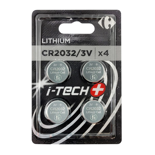 [3616474651272] CARREFOUR Button Cells CR2032 3V I-Tech+ 4-pack