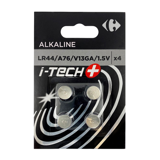 [3616474651296] CARREFOUR Alkaline Batteries LR44 1.5V I-TECH+ Pack of 4