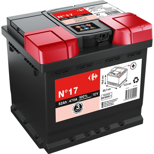 [3616474809024] CARREFOUR Batería de coche 52Ah 470A 12 Voltios