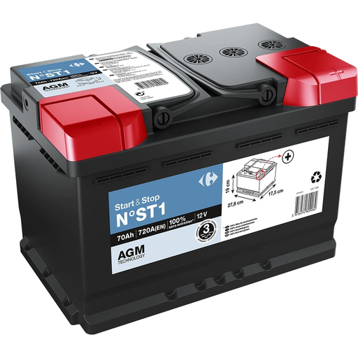 [3616474809062] CARREFOUR Batterie auto 70Ah 720A 12 Volts