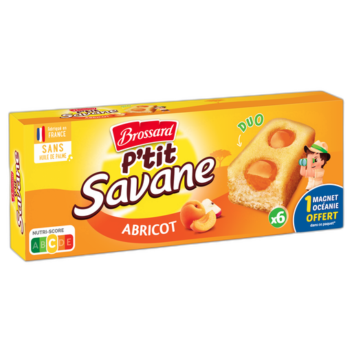 [3660140945653] BROSSARD Petit Savane Duo Gâteaux moelleux fourrés à l'abricot 150 g