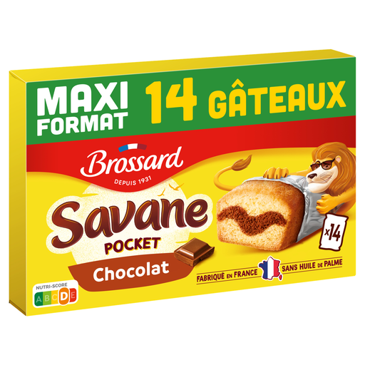 [3660140954150] BROSSARD Savane bolos recheados de chocolate individuais 14 saquetas de 30 g