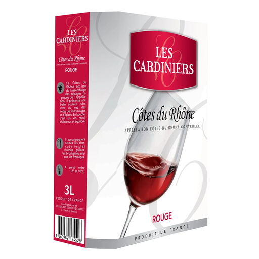 [3660989174528] LES CARDINIERS Vin Rouge A.O.P. Côtes Du Rhône 3 L