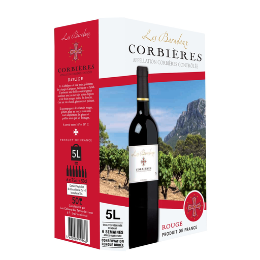 [3660989192669] LES BARADAUX Red Wine Languedoc-Roussillon Corbières 5 L