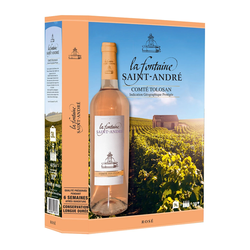 [3660989198913] LA FONTAINE SAINT ANDRE Vino rosado IGP Comté Tolosan 3 L