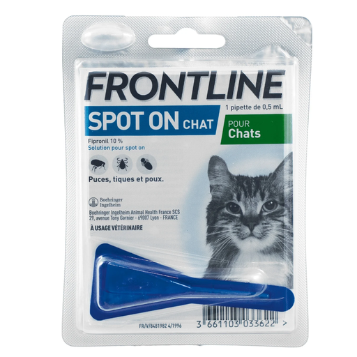 [3661103033622] FRONTLINE Spot on pipette anti puces tiques et poux pour chats 1 pipette 0,5 ml