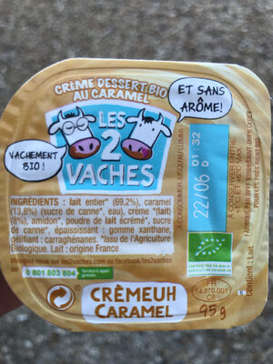 [3661344008151] LES 2 VACHES Organic Caramel Dessert Cream 4 x 95 g