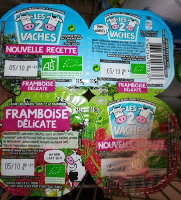 LES 2 VACHES Organic Raspberry Yogurt 4 x 115 g