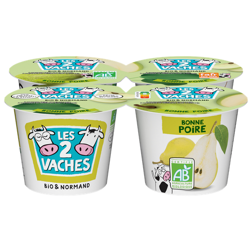 [3661344155114] LES 2 VACHES Yaourt aux fruits brassé poire BIO 4x115g