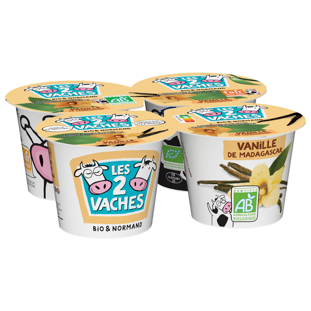 LES 2 VACHES Organic Madagascar Vanilla Yogurt 4x115g