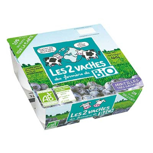 [3661344855229] LES 2 VACHES Yaourt Bio Myrtille 4 x 115 g