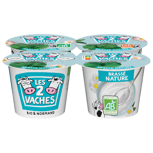 [3661344961326] LES 2 VACHES Yaourt nature brassé BIO 4 x 115 g