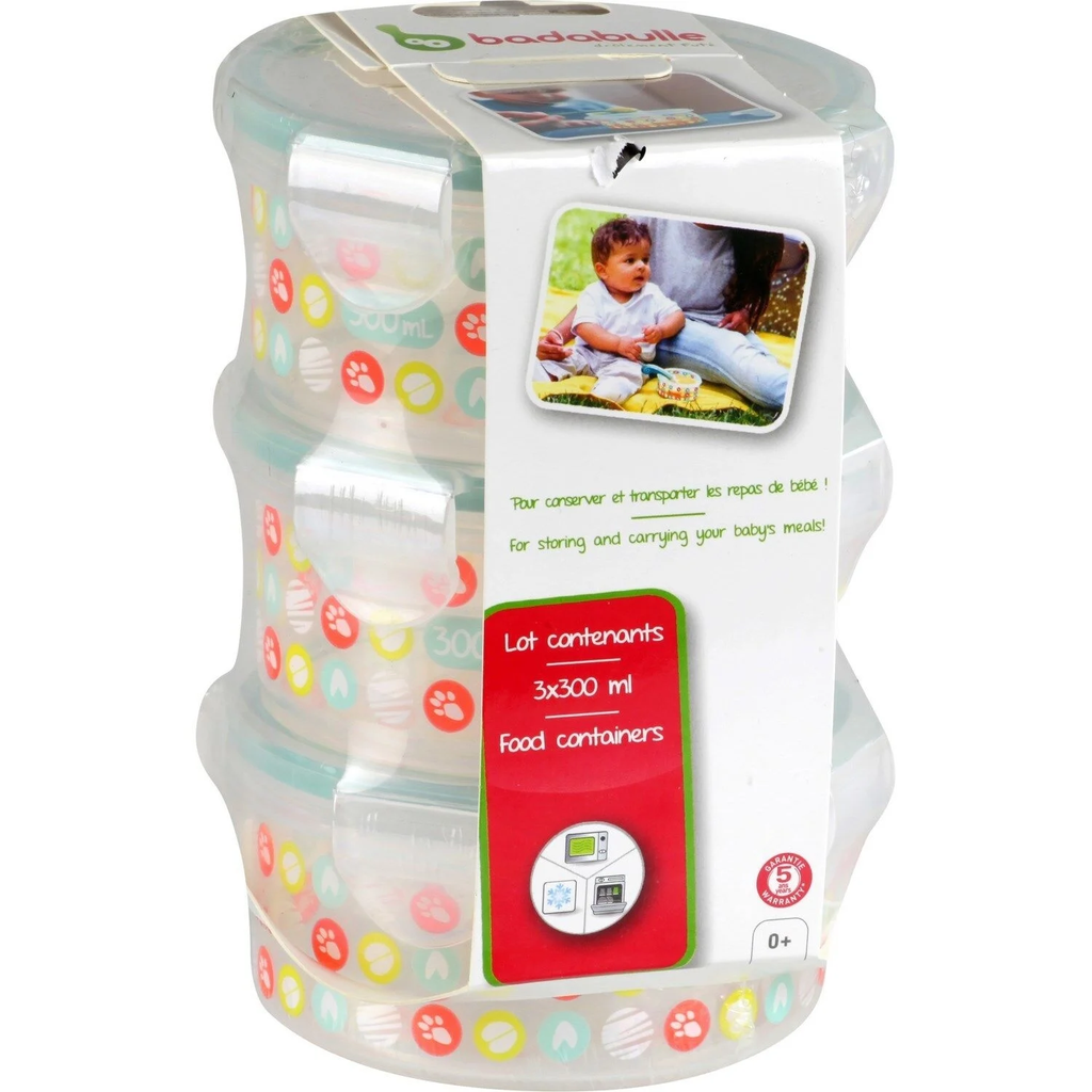 BADABULLE Maxi Box Storage BPA Free 3 containers of 300 ml