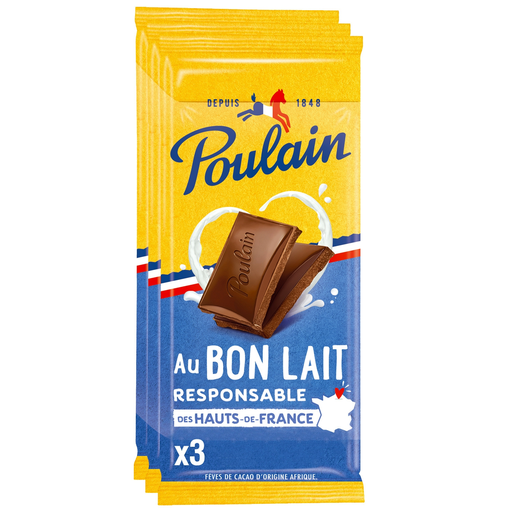 [3664346300193] POULAIN Tablette de chocolat au lait 3 pièces 3 x 95 g