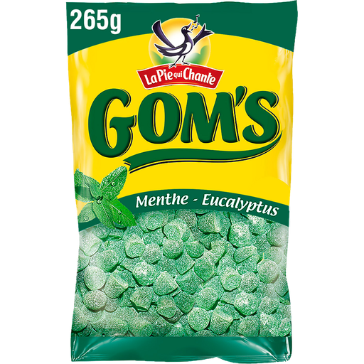 [3664346303095] LA PIE QUI CHANTE Bonbons Gom's fraîcheur menthe eucalyptus 265 g