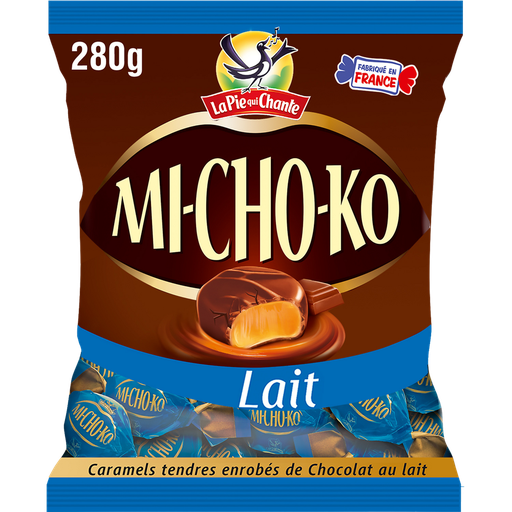 [3664346303200] LA PIE QUI CHANTE Rebuçados Michoko chocolate de leite e caramelo 280 g