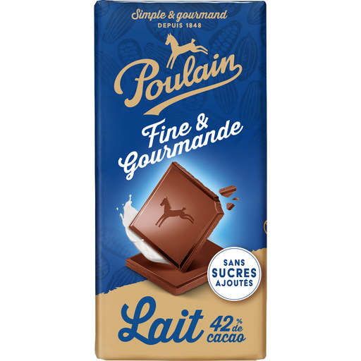 [3664346306614] POULAIN Fine & Gourmande Milk Chocolate Bar 42% Cocoa No Added Sugar 100 g