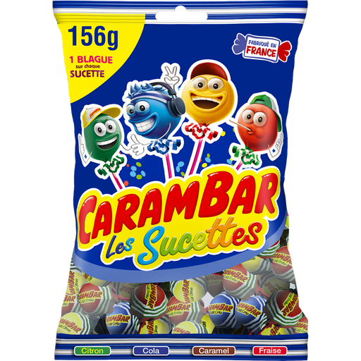 [3664346316507] CARAMBAR Lollipops lemon cola caramel strawberry 156 g