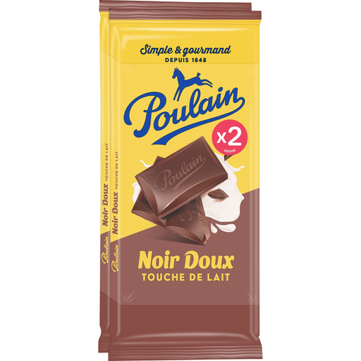 [3664346317122] POULAIN Tablete de chocolate preto com um toque de leite 2 tabletes de 95 g