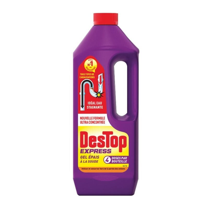 Destop Déboucheur Gel Express À La Soude : Le Flacon De 1 L