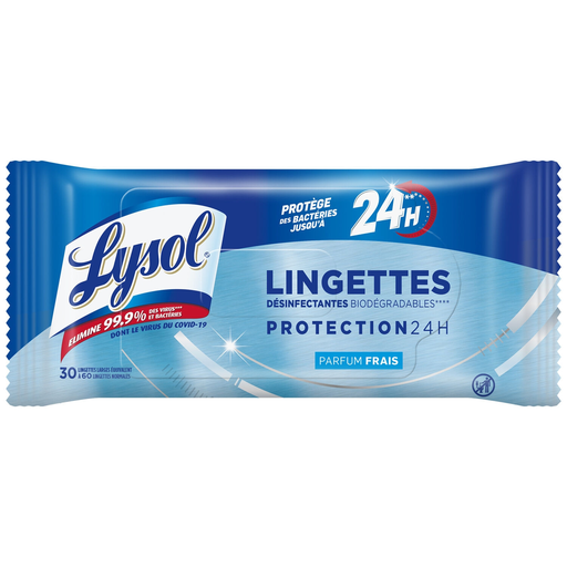 [3665468301419] LYSOL Lingette Désinfectante Protection 24H Parfum Frais 30 lingettes