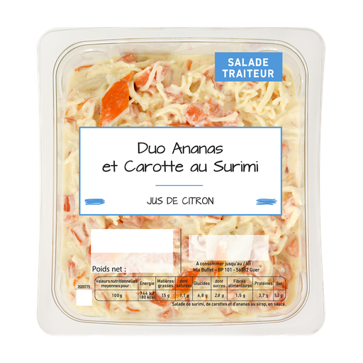 [3700009211472] MIX BUFFET Duo de ananás e cenoura com surimi e molho de maionese 800 g