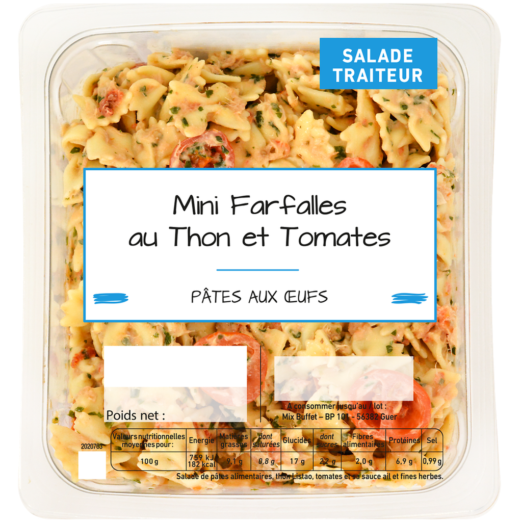 MIX BUFFET Salada de mini farfalle com atum, tomate e molho de alho e ervas finas 800 g