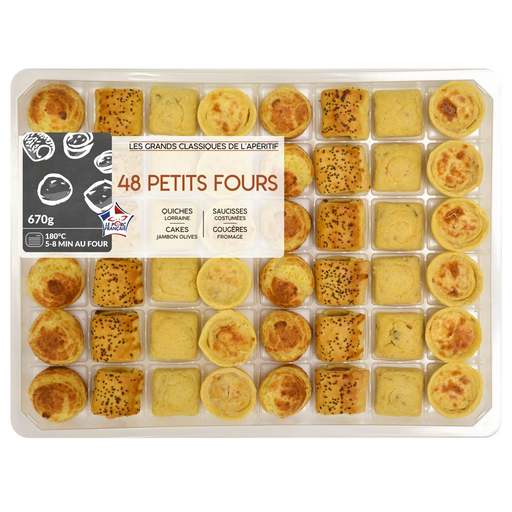[3700009264898] MIX BUFFET Petits fours (quiche, cake, salsicha, gougère), 48 peças 670 g