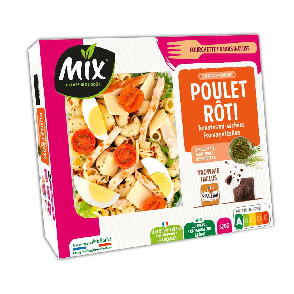 MIX BUFFET Salade coffret poulet rôti et Pipe Rigate 320 g