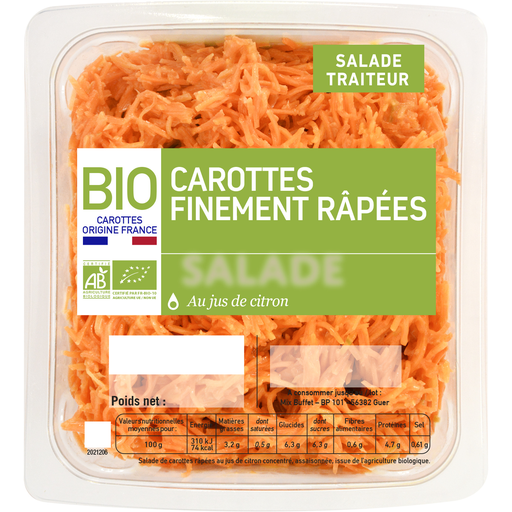 [3700009266502] MIX BUFFET Organic Grated Carrots with Lemon Juice 800 g
