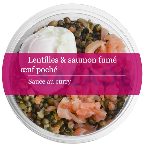 [3700009267134] MIX BUFFET Salade composée lentilles, œuf poché, courgettes, saumon fumé et sauce curry 200g