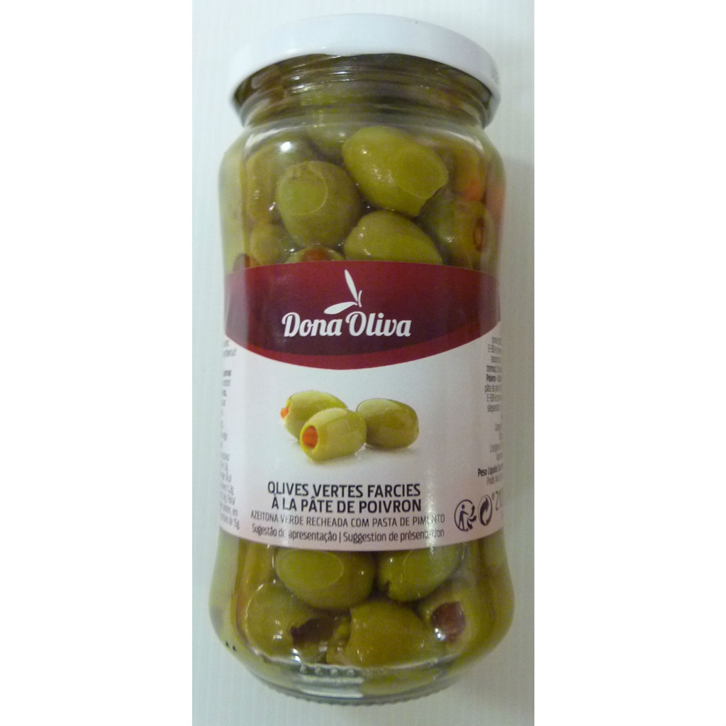 DONA OLIVA Azeitonas verdes recheadas com pasta de pimento 360 g