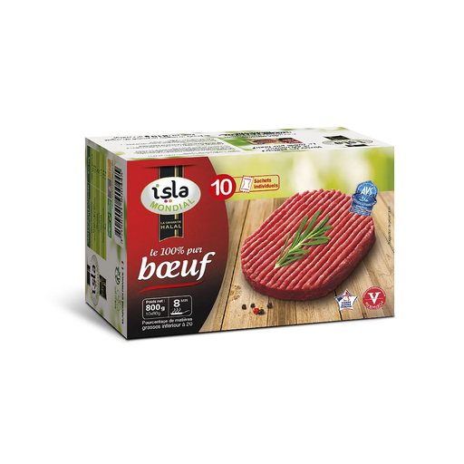 [3700091900179] ISLA MONDIAL 100% Pure Beef Halal Burger Patties 10 pieces 80 g