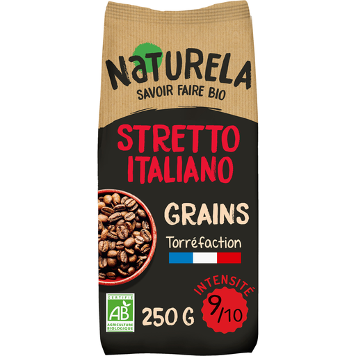 [3700110036537] NATURELA Café Bio en Grains Stretto Italiano Intensité 9 250 g