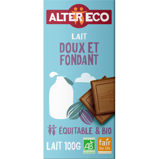 [3700214610022] ALTER ECO Milk chocolate bar sweet and melting organic and fair trade 100 g