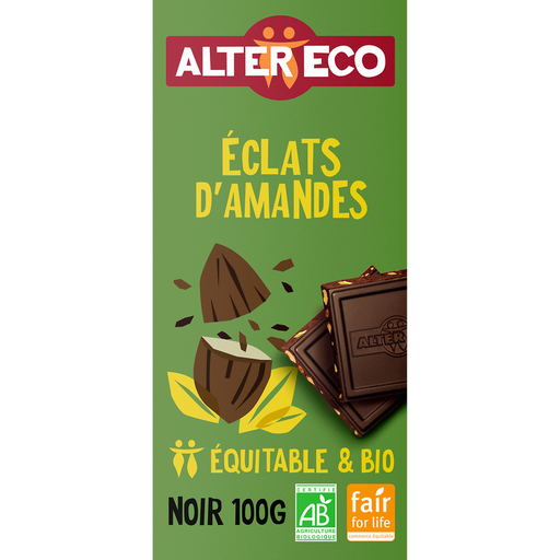 [3700214610046] ALTER ECO Dark Chocolate with Almond Pieces 100 g
