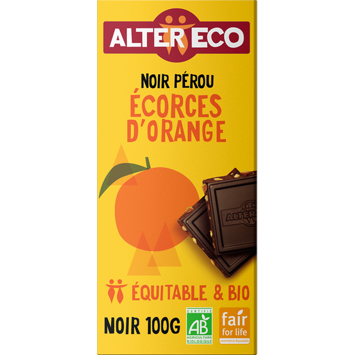 [3700214610077] ALTER ECO Dark Chocolate Bar with Orange Peel Organic and Fair Trade 100 g