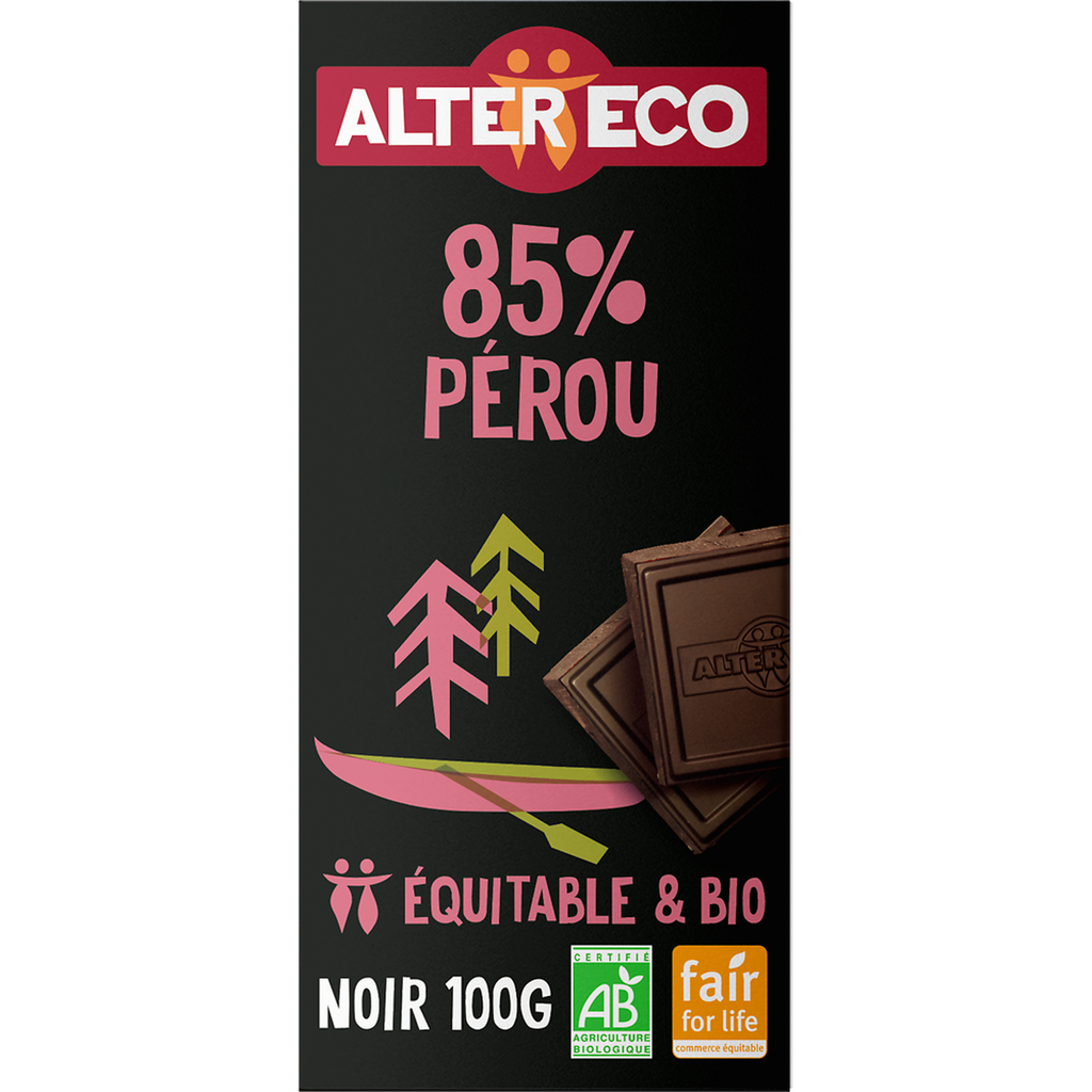 ALTER ECO Dark Chocolate Bar Peru 85% Cocoa 100 g