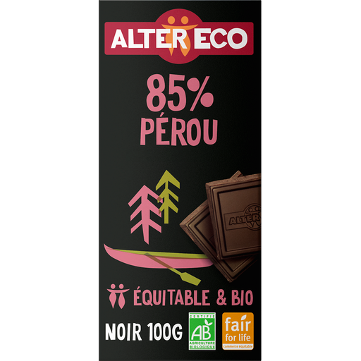 [3700214611548] ALTER ECO Tablette de chocolat noir bio Pérou 85% cacao 100 g