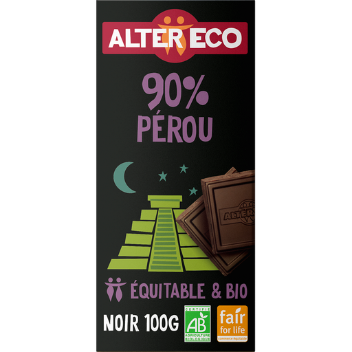 [3700214614266] ALTER ECO Tablette de chocolat noir bio 90% cacao 100 g