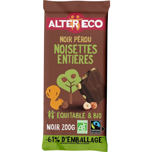 [3700214616253] ALTER ECO Organic Dark Chocolate Bar with Whole Hazelnuts 200 g